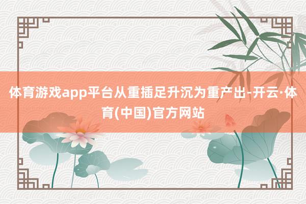 体育游戏app平台从重插足升沉为重产出-开云·体育(中国)官方网站