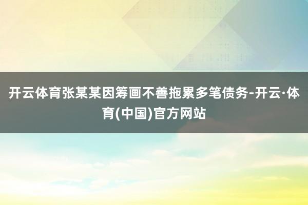 开云体育张某某因筹画不善拖累多笔债务-开云·体育(中国)官方网站
