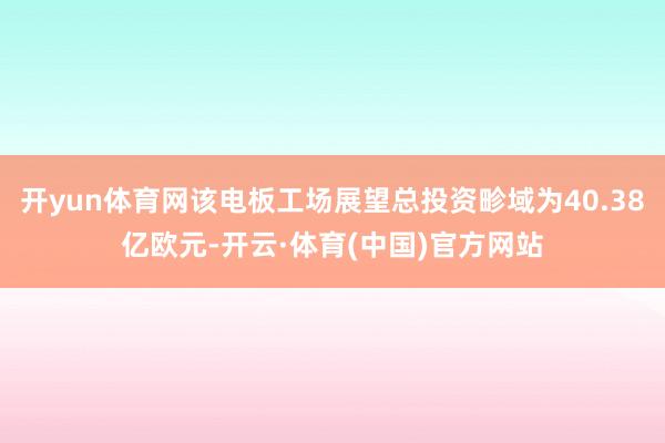 开yun体育网该电板工场展望总投资畛域为40.38亿欧元-开云·体育(中国)官方网站