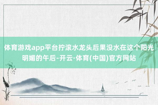 体育游戏app平台拧滚水龙头后果没水在这个阳光明媚的午后-开云·体育(中国)官方网站