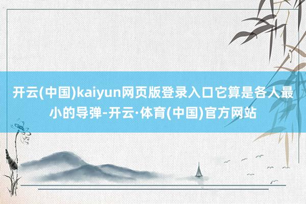 开云(中国)kaiyun网页版登录入口它算是各人最小的导弹-开云·体育(中国)官方网站